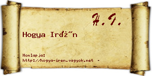 Hogya Irén névjegykártya